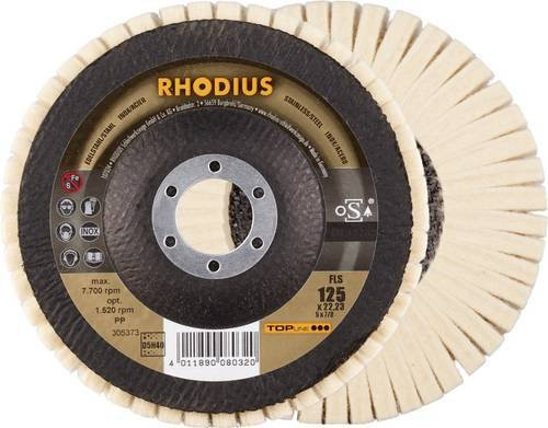 Rhodius FLS TOPline Filzlamellenpolierer Set, 2 Stück, Weiß, Durchmesser: 125 mm, Bohrung: 22,23 mm, für Edelstahl, Stahl und NE-Metalle - Bild 1
