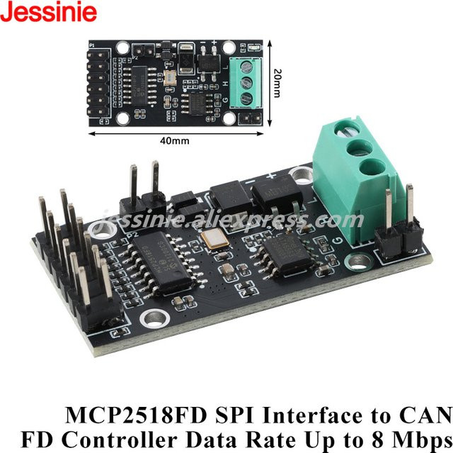 Jessinie MCP2518FD SPI-Schnittstelle zum CANFD-Modul, MCP2518 CAN FD Controller-Modulplatine in Schwarz - Bild 1