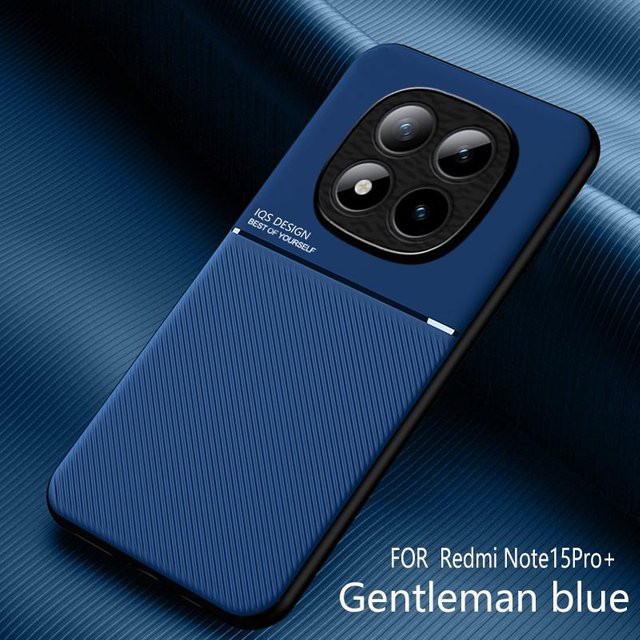 Xiaomi Redmi Note 15 Pro 5G 4G Weiche Leder Handyhülle mit Magnetischem Halter in Blau - Bild 1