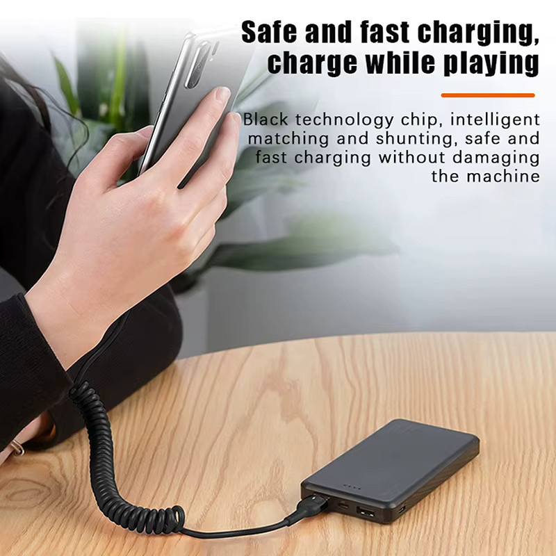 SAFENH USB Typ C Schnellladekabel 120W 6A mit Teleskop-Federfunktion in Schwarz - Bild 2