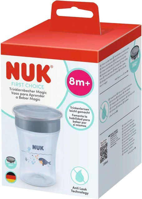 NUK Magic Cup Trinklernbecher mit Rim 360 Technologie, auslaufsicher, blau transparent, 230 ml - Bild 1