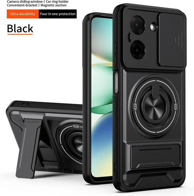 Robuste Armor PC+TPU Schutzhülle für Xiaomi Poco X8 Pro Max X7 F8 Ultra F7 M8 M7 Pro mit Kamera-Schiebefenster in Schwarz - Bild 1