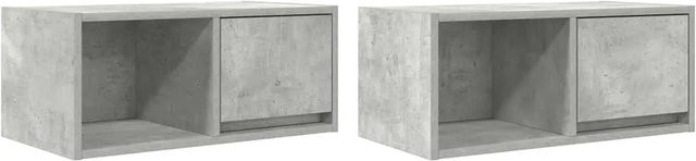 Set aus 2 vidaXL TV-Schränken aus Holzwerkstoff in Betongrau, Wandmontage, B: 60 cm, T: 31 cm, H: 25,5 cm - Bild 1
