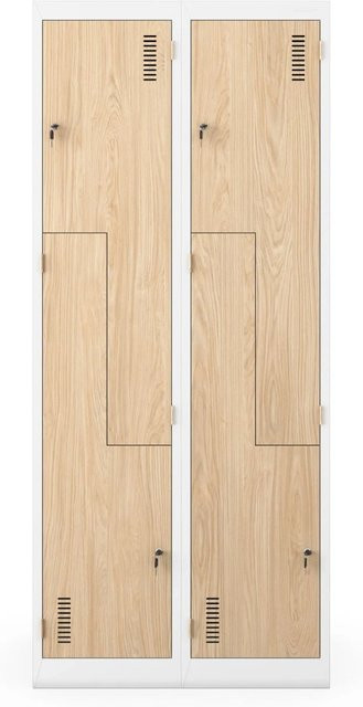 Jan Nowak Spindschrank JULIA in L-Form, Eckschrank Weiß Sonoma Eiche, H: 185 cm, B: 80 cm, T: 45 cm - Bild 1