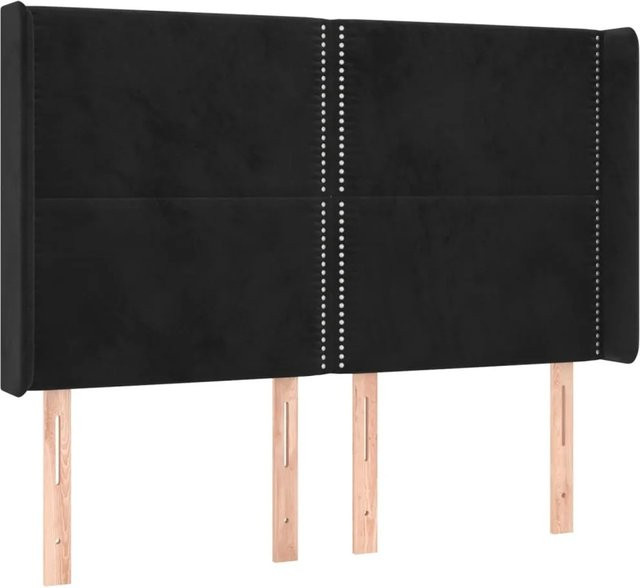 vidaXL LED Kopfteil in Schwarz aus Samt mit integrierter Beleuchtung und USB-Ladeanschluss, B: 147 cm, T: 16 cm, H: 118 cm bis 128 cm - Bild 1