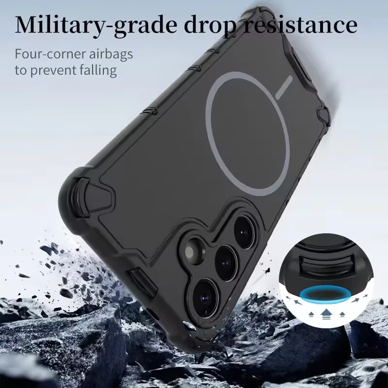 Robuste Schutzhülle im Rüstungsdesign mit magnetischer Aufladung für Samsung Galaxy S26 Ultra, S25, S24 und S23 Plus in Schwarz oder Weiß - Bild 3