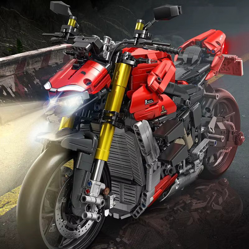 CETYL MOC Racing V4 Motorrad Bausteine Set, 2221 Teile, Modell 1:5, Rot - Bild 2