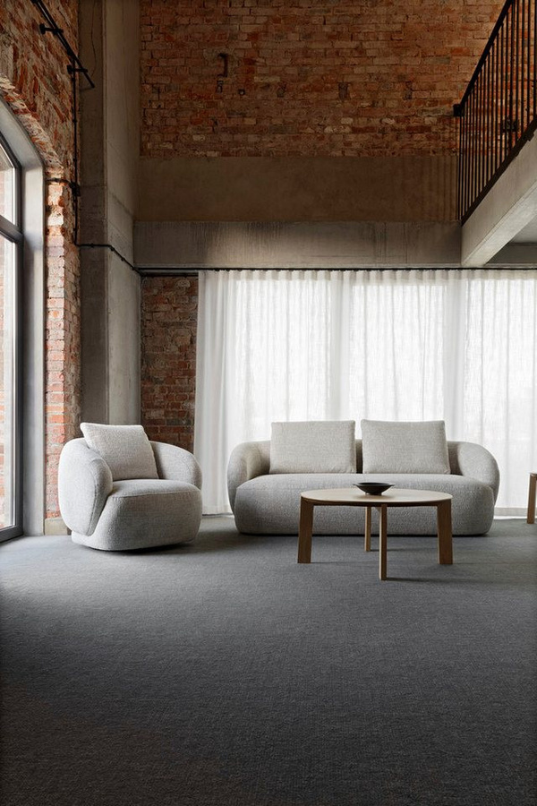 FLEXLUX 2,5-Sitzer Torino Rundes Sofa in modernem organischem Design mit Kaltschaum und Wellenunterfederung - Bild 1