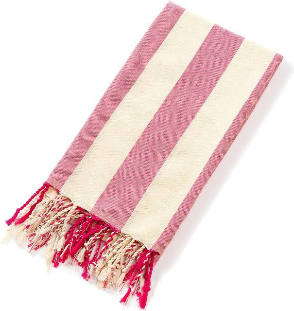 Yiran bag Türkische Strandtücher im Boho-Stil mit Quasten und Streifen, Pink, 21er Set, schnelltrocknend - Bild 1