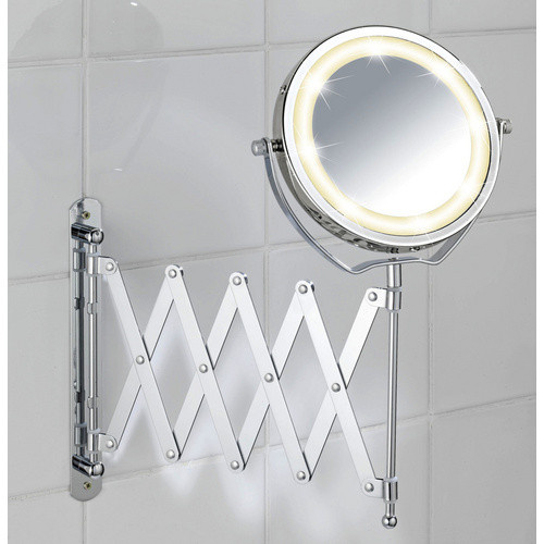 Wenko LED Wandspiegel Brolo rund in Silber und Braun, B/H: 18,5 x 45 cm - Bild 2
