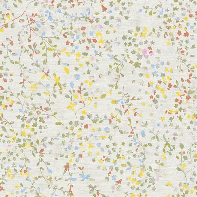 PROFHOME 397471-GU Floral Tapete mit Blumenmuster in Creme, Grün und Gelb, Matt, Vlies, Breite: 0,53 m, Länge: 10,05 m - Bild 1