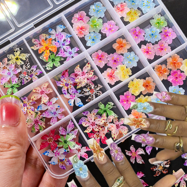 HotPress Nail Art Charms, 3D Mixed Lily & Sakura, Glänzend - Bild 1