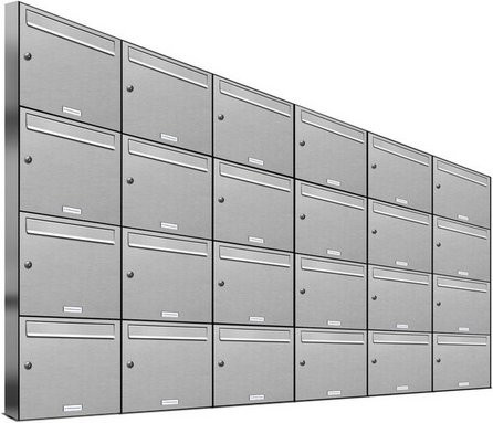 AL Briefkastensystem für 24 Parteien, Aufputzmontage, silberfarben, B/H/T: 229,8 x 136,8 x 11,6 cm - Bild 1