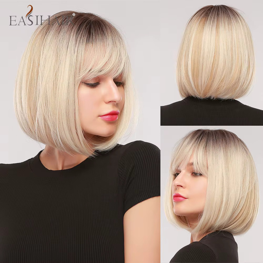 EASIHAIR Perücke, Bob, Platin Blonde Ombre, Synthetisch, Damen - Bild 3