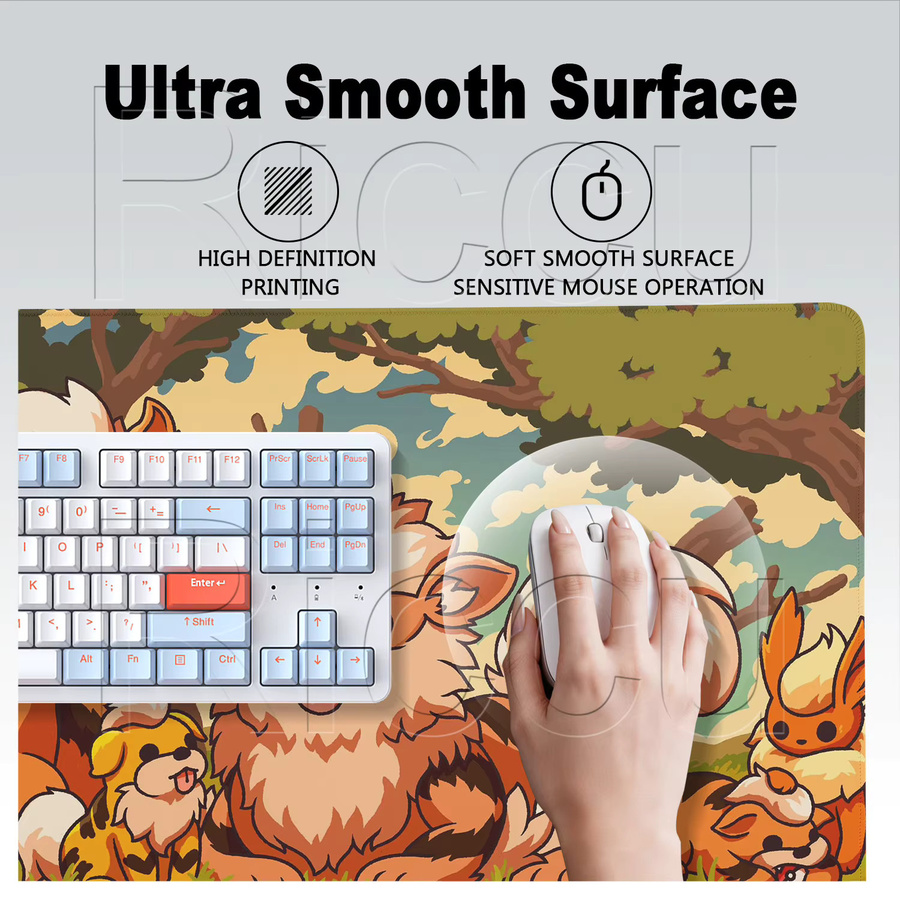 Schreibtischunterlage Pokemon Growlithe und Arcanine mit HD-Druck, Mauspad für Gaming-Laptop und Tastatur, Multicolor, Breite: 90 cm, Tiefe: 40 cm - Bild 2