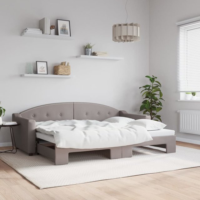 vidaXL Ausziehbares Tagesbett mit Schublade, Farbe Taupe, B/T/H: 80 x 200 cm - Bild 3