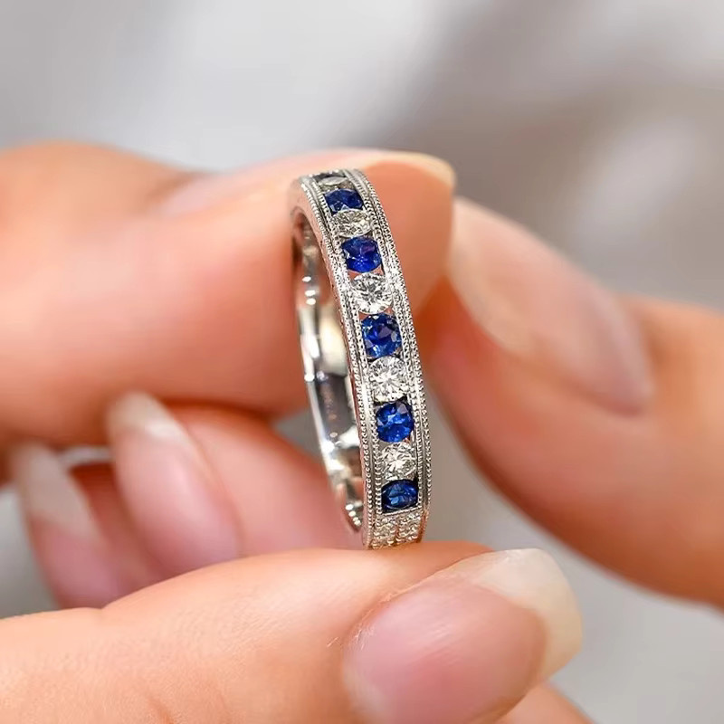 Huitan Ringe, Zirkonia, blau/weiß, Damen - Bild 2