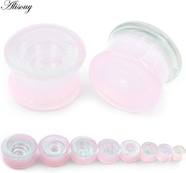 Alisouy Ohrstöpsel Glas, Weiß, Rosa, Unisex - Bild 1