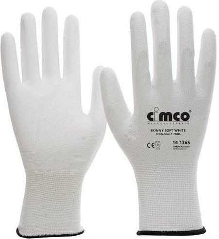 Cimco Skinny Soft White Nylon Arbeitshandschuh mit Nitrilbeschichtung Größe 8 EN 388 - Bild 1