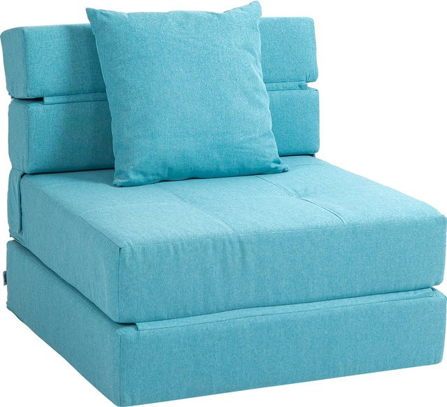 HOMCOM 2-in-1 Schlafsessel klappbar mit Bettfunktion und Kissen, Relaxsessel in Blau, bis 100 kg belastbar - Bild 1