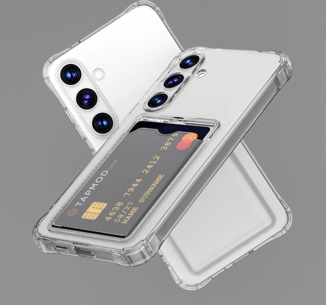 FUCHU Silikonhülle mit Kartenfach für Samsung Galaxy S26 Ultra S25 S24 S23 S22 S21 Note 20 Ultra transparent - Bild 1