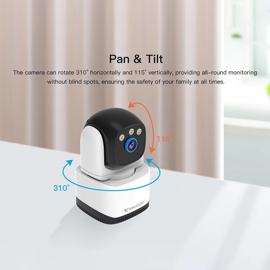 Vstarcam 5MP PTZ IP Kamera mit Dual-band WiFi 5/2,4 GHz, Indoor Überwachungskamera mit Nachtsicht und 5X Zoom in Weiß - Bild 2