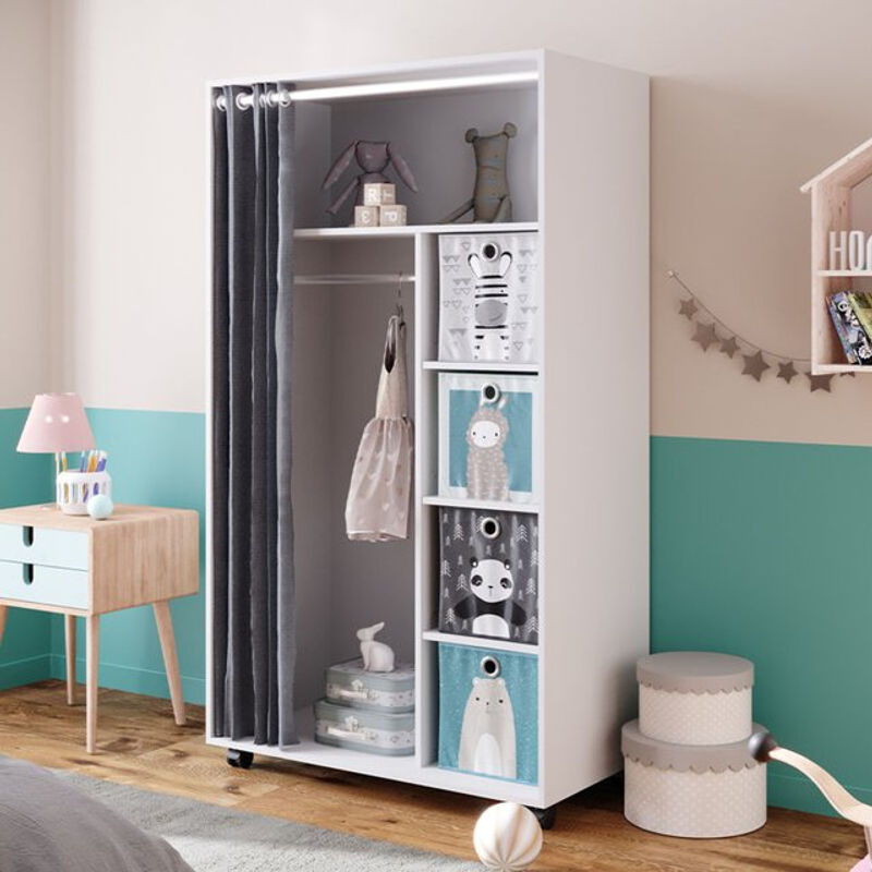Vicco Kinderkleiderschrank Doros Garderobe Weiß modern B: 100 cm, H: 168 cm - Bild 2