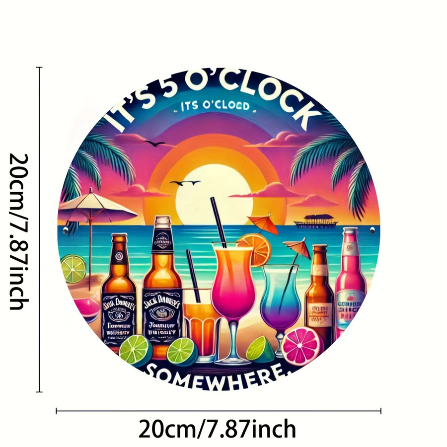 Rundes Aluminiumschild Potdemiel Wall Art mit Bier-Motiv, Durchmesser: 20 cm, Mehrfarbig - Bild 2