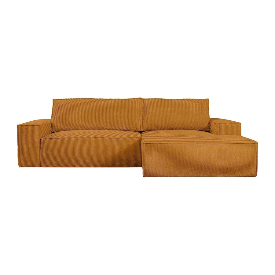 Vente-unique Schlafsofa Amelia in Hellorange mit Cord-Bezug und L-Form - Bild 2