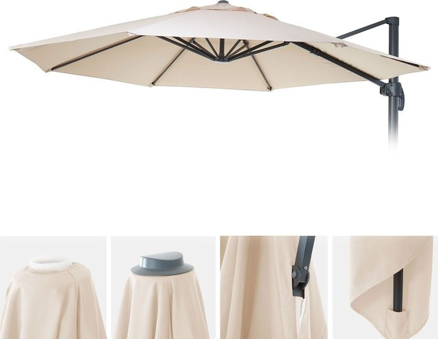 MCW Ersatz-Bezug für Sonnenschirme und Ampelschirme MCW-A96, rund, Durchmesser: 4 m, Farbe: beige, Material: Polyester - Bild 1