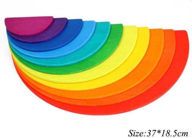 Montessori Regenbogen Baustein Massivholz, Lernspielzeug, ab 3 Jahre - Bild 1