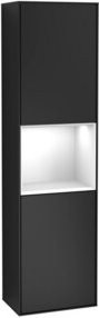V&B Finion Hochschrank mit LED-Beleuchtung und Glastüren in Weiß lackiert, B/T/H: 41,8 x 27,0 x 151,6 cm - Bild 1