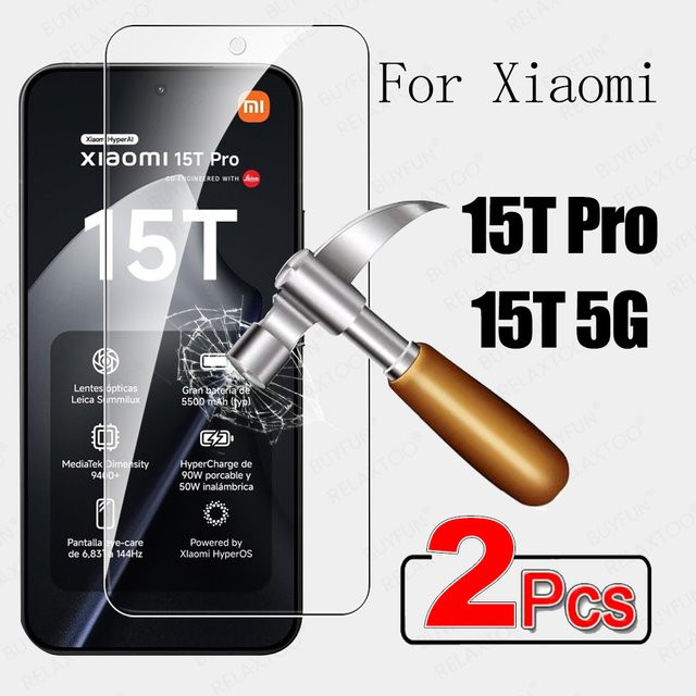 2er-Set gehärtetes Glas Screen Protector für Xiaomi 15T Pro und Xiaomi 15T, 6,83 Zoll, transparent - Bild 1