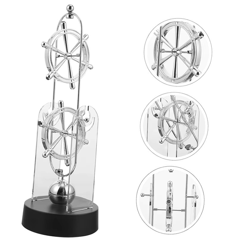 Otmagelu Perpetuum Motion Instrument mit rotierendem Globus-Design in Silber aus Metall zur Tischdekoration - Bild 2
