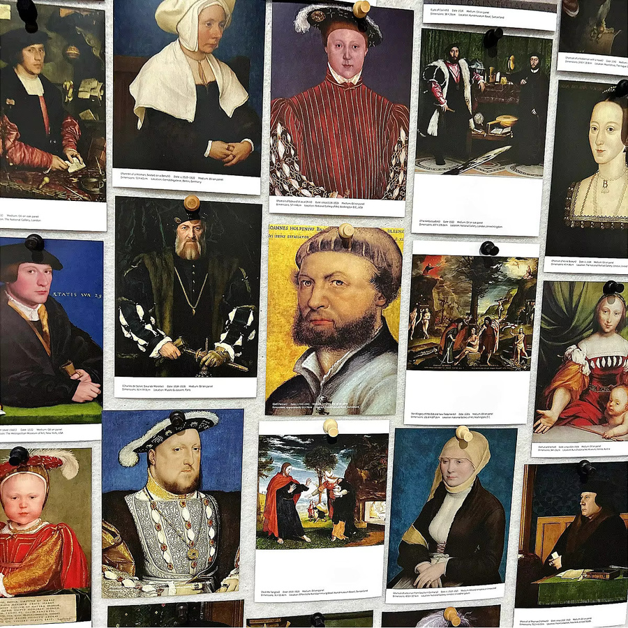 30-teiliges Set Deutsche Hans Holbein Kunstpostkarten mit Vintage Renaissance Ölgemälden in Mehrfarbig - Bild 3