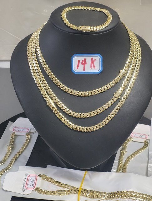 Halskette 585 Gold, Miami-Kette, Unisex - Bild 1