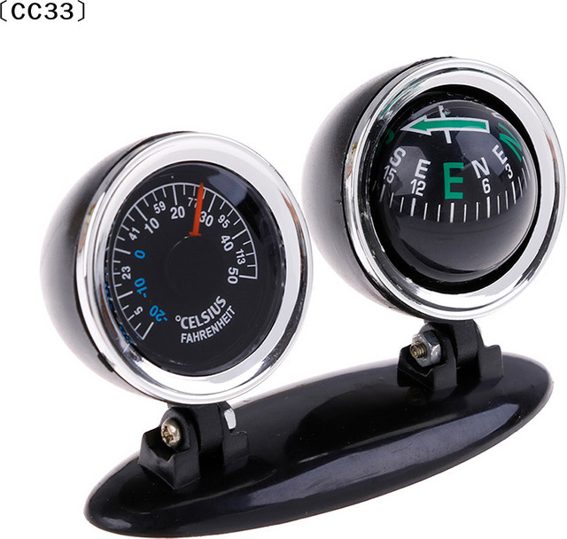 KOQZM 2-in-1 Kugelkompass mit Thermometer als Auto-Ornament in Schwarz aus Metall - Bild 1