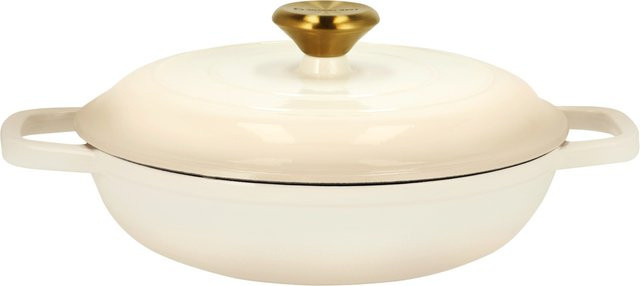 SILVERCREST Premium-Gusseisenservierpfanne aus emailliertem Gusseisen, Beige, Durchmesser: 25 cm - Bild 1