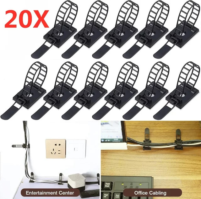 Kabel Organizer Clips mit einstellbaren Nylon-Kabelbindern zur Kabelverwaltung für dein Auto in Schwarz oder Weiß - Bild 1