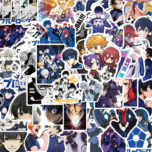 50-teiliges Anime-Fußball-Aufkleber-Set in Blau und Multicolour für DIY-Handwerk und Journaling - Bild 1