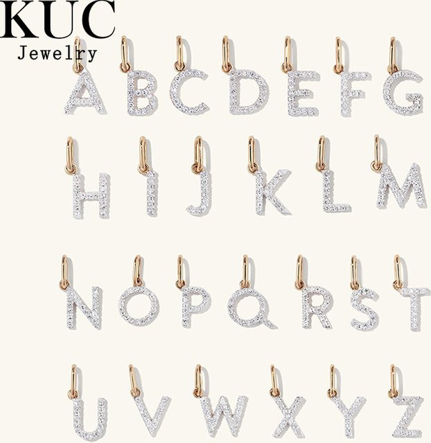 KUC Buchstaben Charm Anhänger, 925 Silber, Bicolor, Zirkonia, Unisex - Bild 1