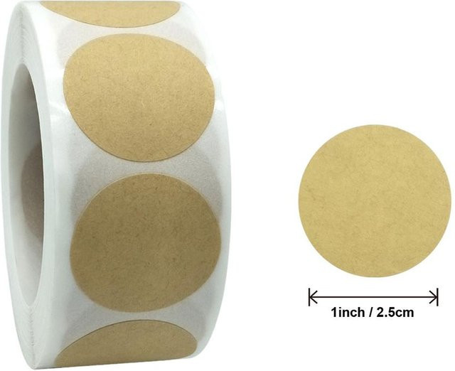500 Stück Yiran Toy Kraft Herz Runde Selbstklebende Etiketten in Braun aus Synthetischem Papier für DIY Backen und Geschenke - Bild 1