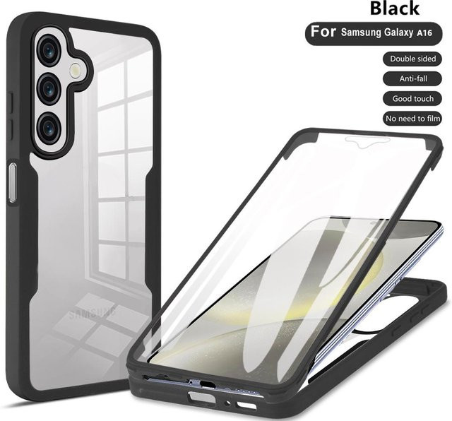 360-Grad-Rundumschutzhülle mit integriertem Displayschutz für Samsung Galaxy A16 in Schwarz - Bild 1