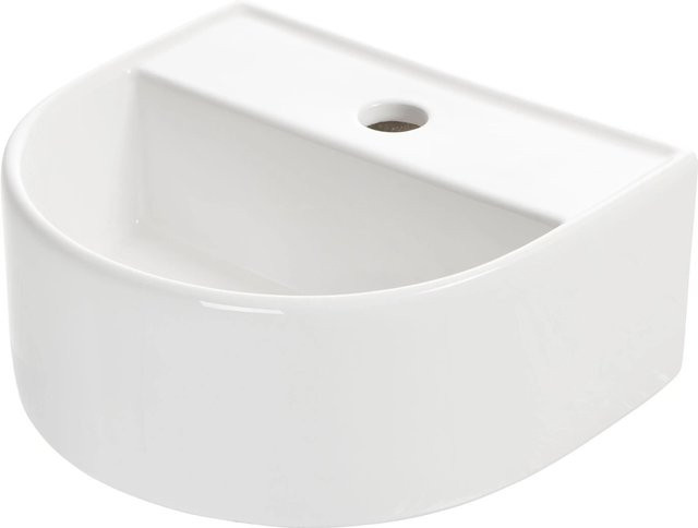 NEG Hänge-Waschbecken Uno29H Klein Halbrund, Weiß, Keramik, B: 32 cm, T: 28 cm, H: 13 cm - Bild 1