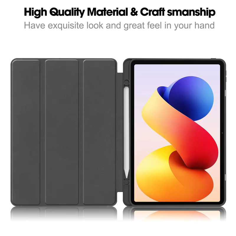 Xiaomi Schutzhülle aus PU-Leder für Redmi Pad 2 Pro 12,1 Zoll mit Stifthalter und weicher TPU-Rückseite, Schwarz - Bild 3