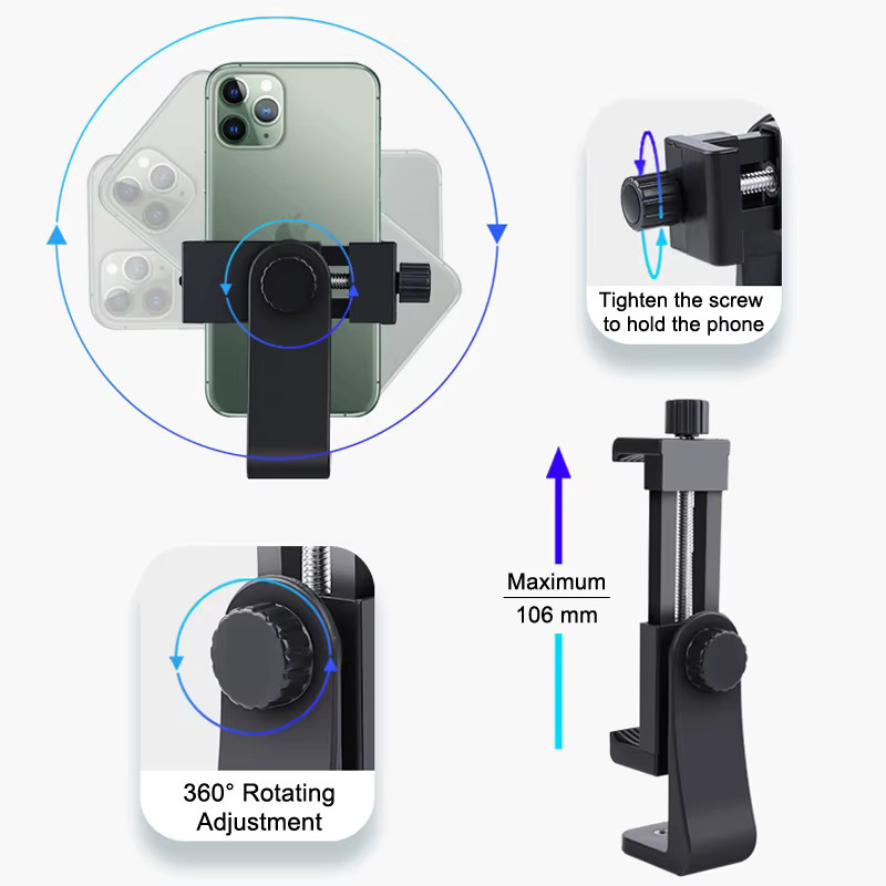 ORBMART Brustgurt-Halterung für Mobiltelefone und Action-Kameras wie GoPro Hero 11 10 9 8 sowie DJI Action, Schwarz, POV-Halterung für iPhone 14 - Bild 2