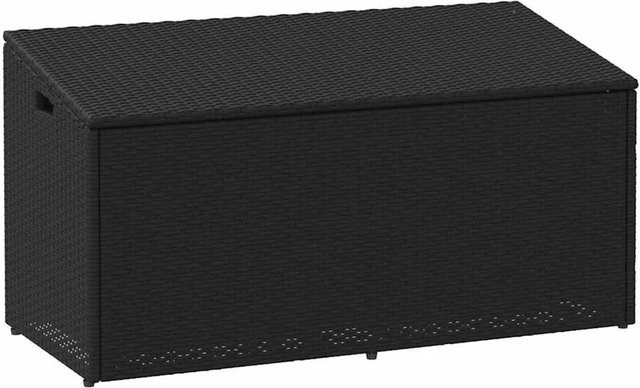 vidaXL Garten-Aufbewahrungsbox aus Poly Rattan und Metall in Schwarz, B/T/H: 110 x 50 x 58 cm - Bild 1