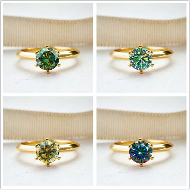 Ring Moissanit, 925 Silber, 18K Vergoldet, Damen - Bild 1