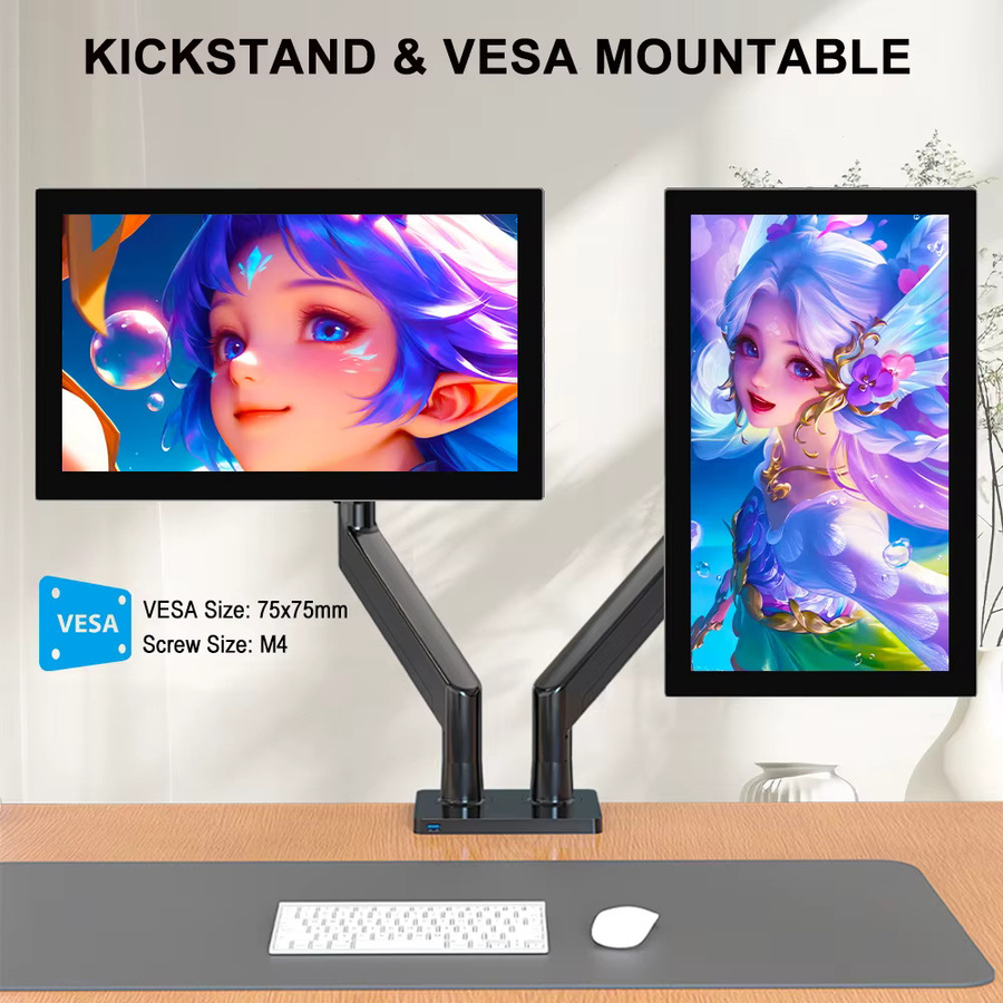 Pisichen 7 Zoll Tragbarer IPS Touchscreen Monitor mit 1280x800 Auflösung und USB-C Anschluss in Schwarz - Bild 5
