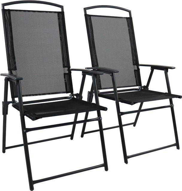 VCM 2er Set Gartenstühle aus Aluminium in Anthrazit mit Textilene Netzgewebe, H x B x T: 105 x 61 x 56 cm - Bild 1